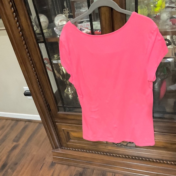 Merona Drape Neck Coral Short Sleeve Top Sz M - Picture 5 of 5